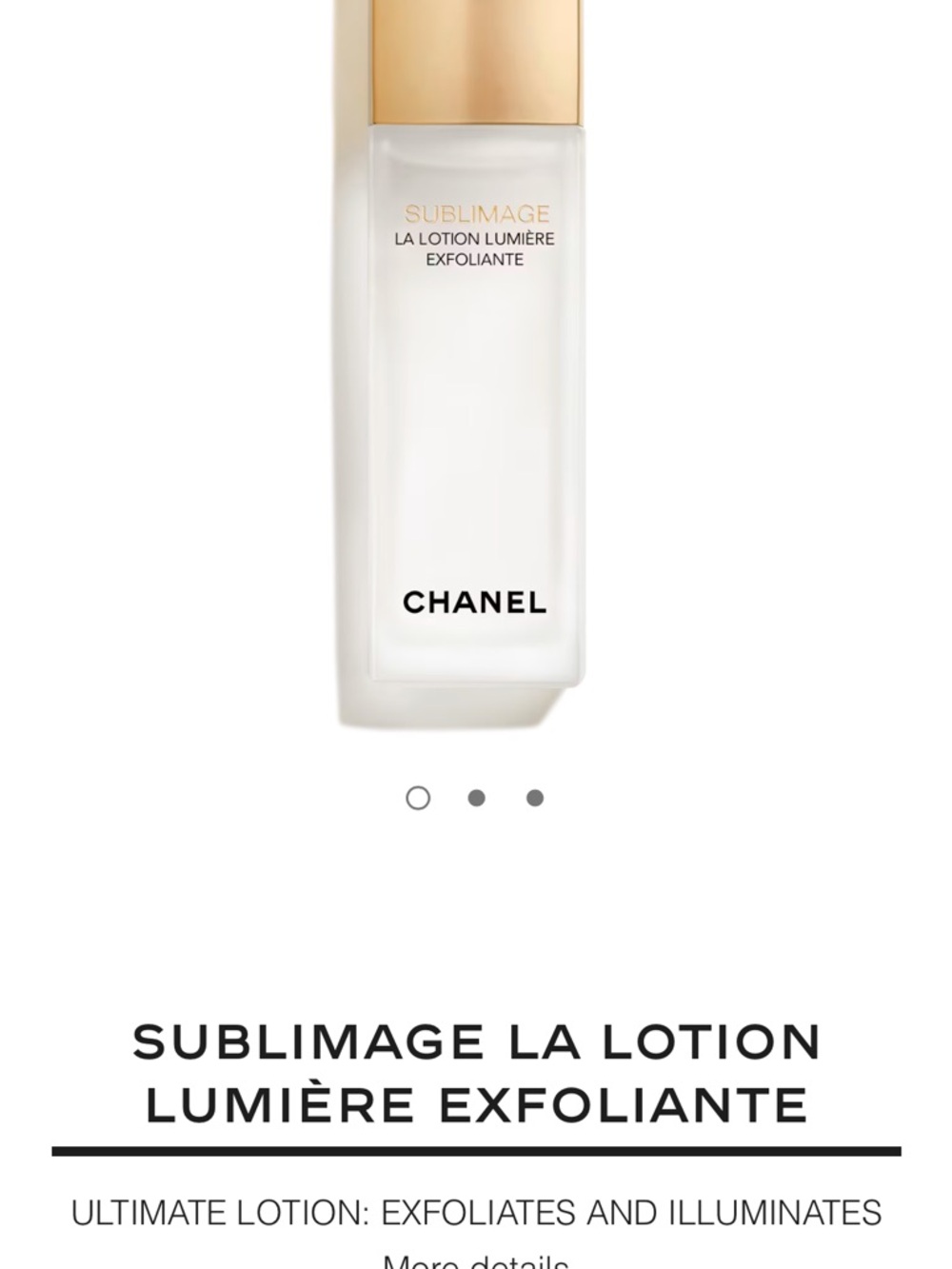 CHANEL Sublimage Exfoliating Lotion in White & Gold